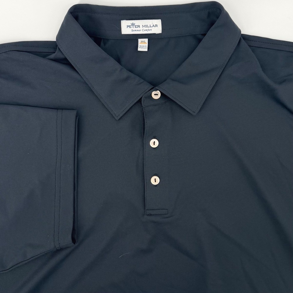Peter Millar Summer Comfort Polo Shirt Mens 3XL Black Golf Stretch Lightweight